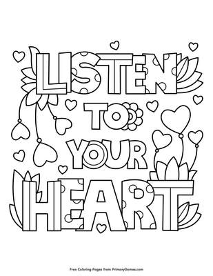 Listen to your heart coloring page â free printable pdf from