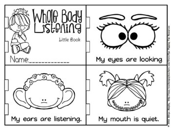 Whole body listening little book made by teachers