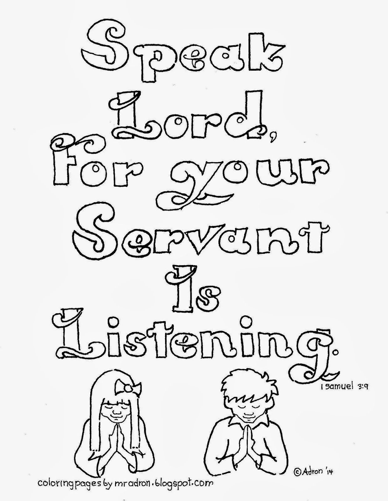 Coloring pages for kids by mr adron speak lord your servant is listening coloring pag sunday school coloring pages bible lessons for kids bible lessons