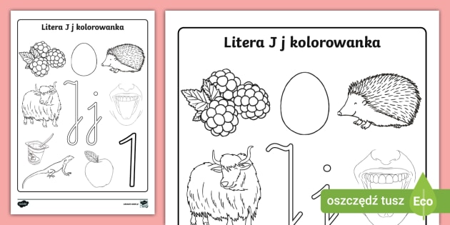 Litera j kolorowanka z literä j spãågåoski