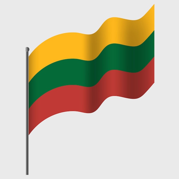 Premium vector waved lithuania flag lithuanian flag on flagpole vector emblem of lithuania