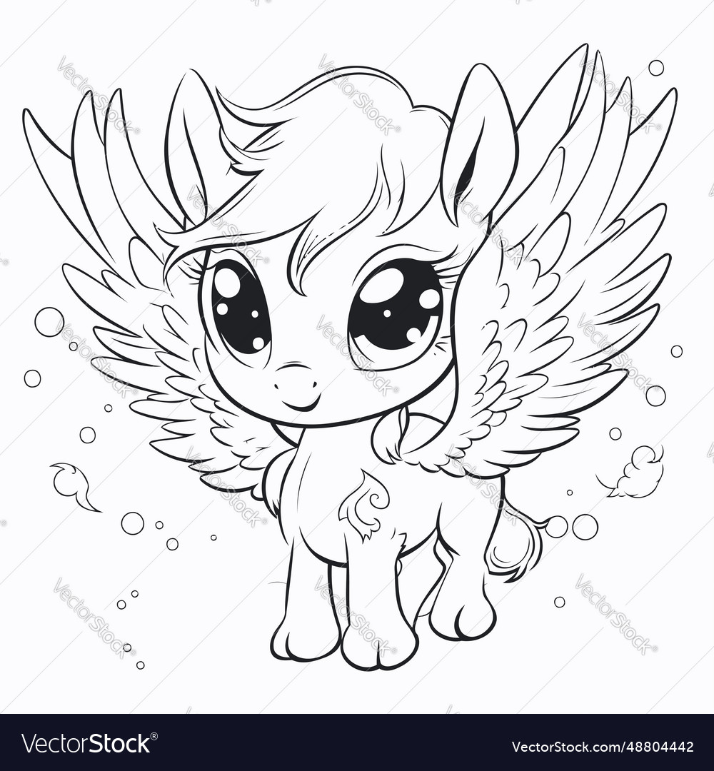 Little angel coloring page vector images