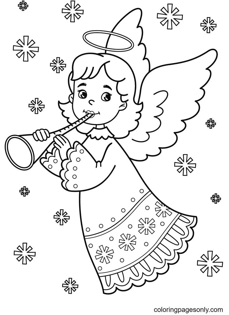 Christmas angels coloring pages