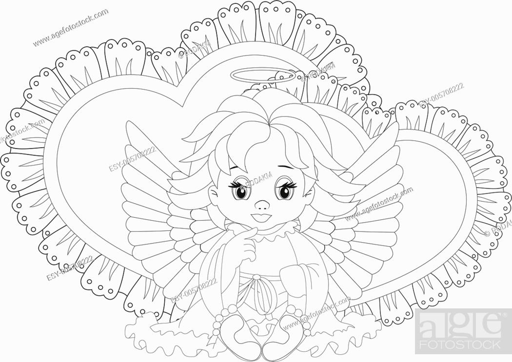 Little angel coloring page stock vector vector and low budget royalty free image pic esy