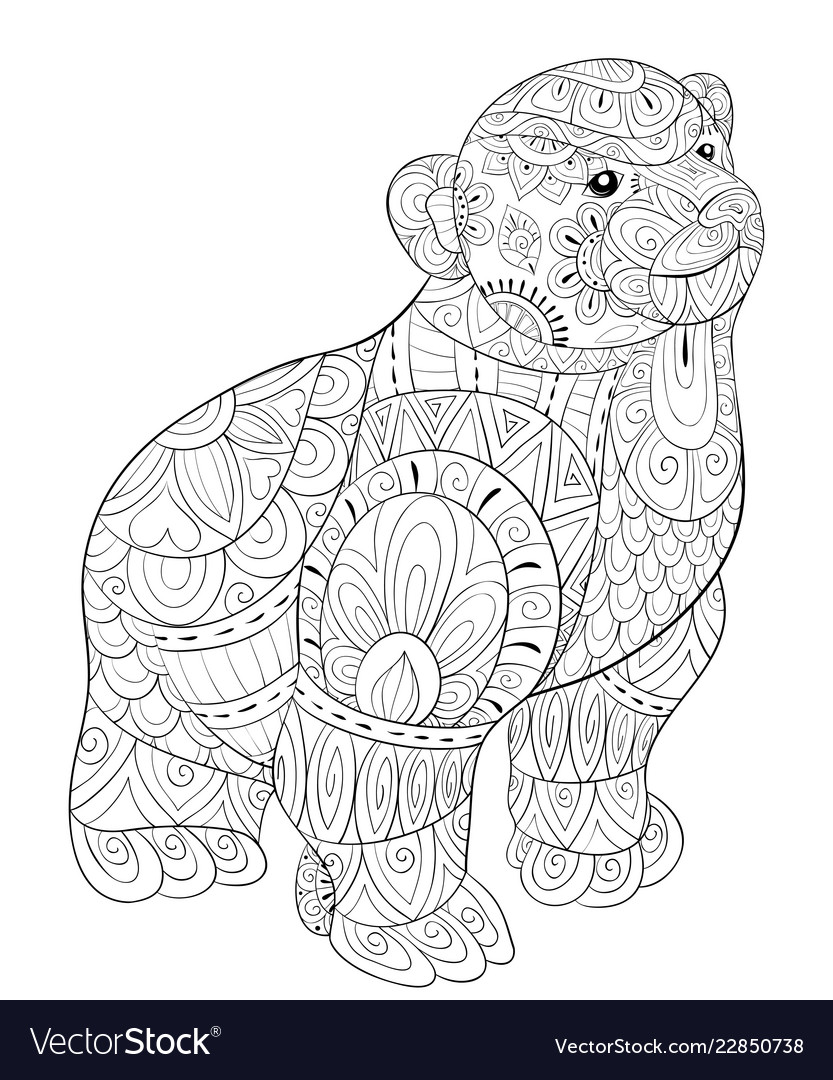 Adult coloring bookpage a cute little bear image vector image