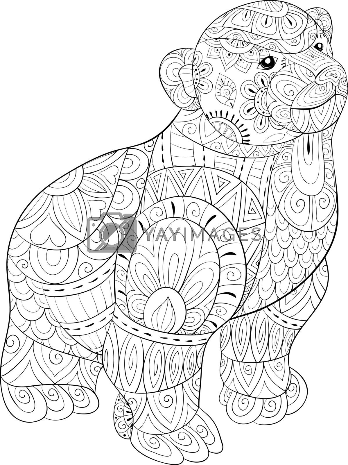 Adult coloring bookpage a cute little bear image for relaxing a by nonuzza vectors illustrations with unlimited downloads