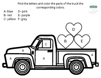 Little blue truck valentine color by letter by little wonder workshop tn