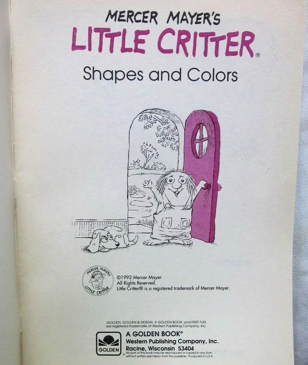 Mercer mayer little critter coloring book shapes colors coloring book