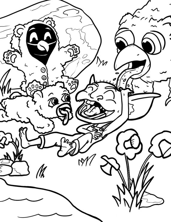 Eegs little forest critter a digital fantasy coloring book page