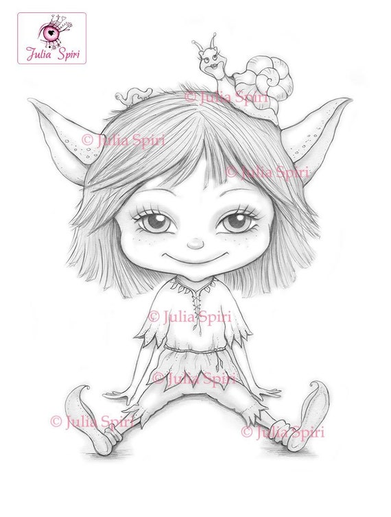 Elf coloring page digital stamp digi boy troll dwarf nature critter fantasy crafting fairytale whimsy craft elfis download now