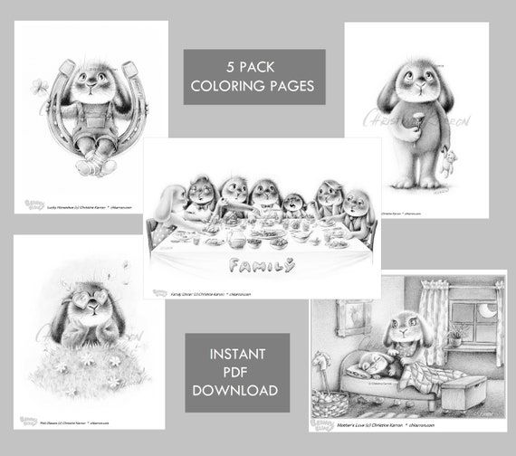 Benny blue pack grayscale coloring pages instant download pdf files