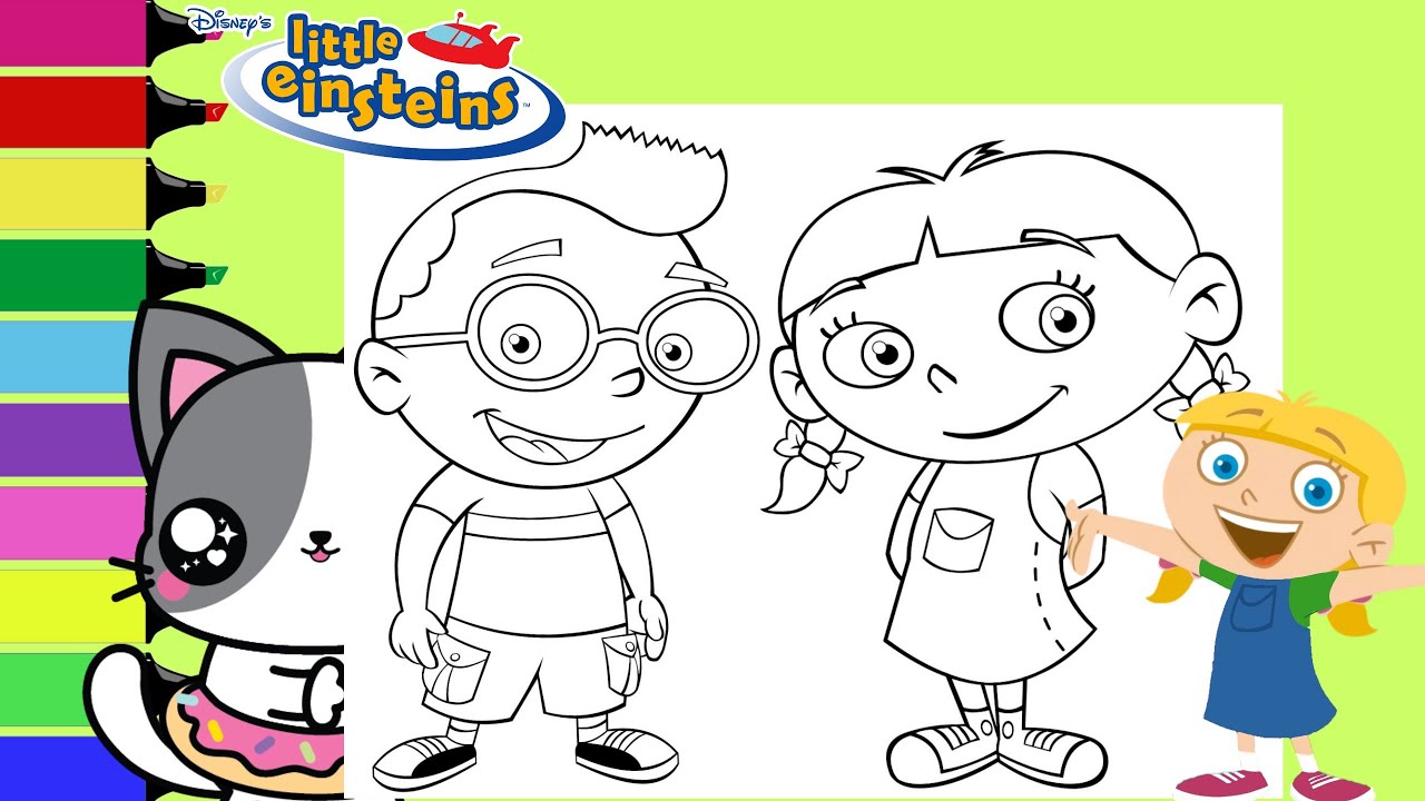 Coloring disney jr little einsteins leo and annie coloring book page for kids sprinkled donuts jr