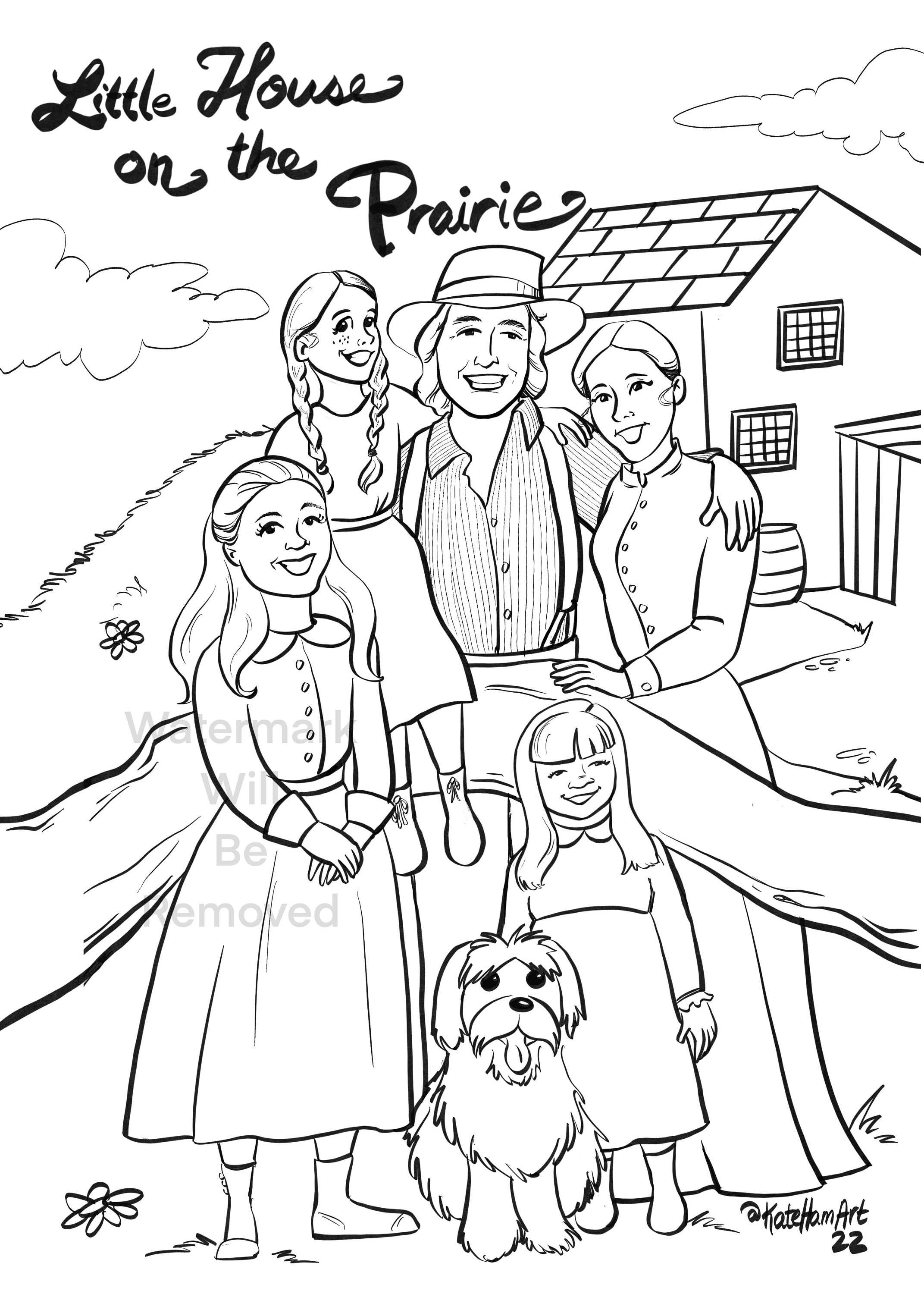 Little house on the prairie coloring page instant download coloring sheet for kids literature school curriculum homeschool supplies