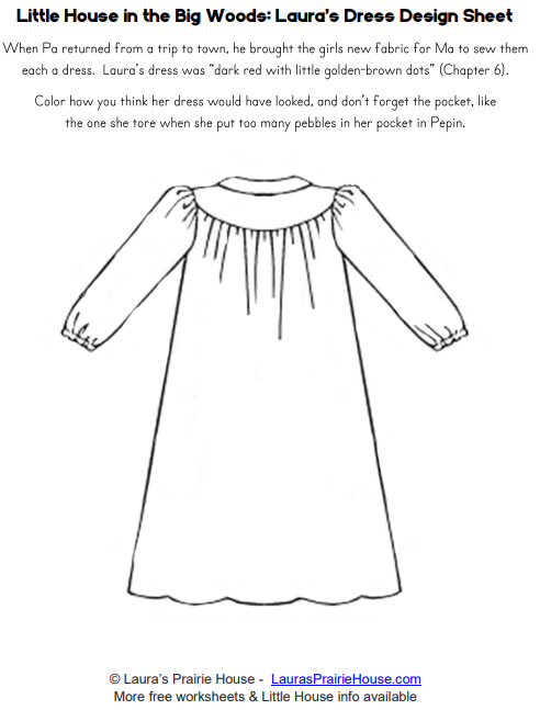 Lauras dress design worksheet from little house in the big woods