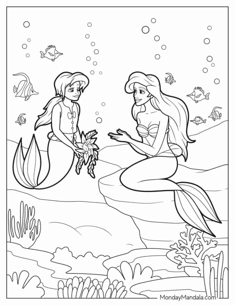 Mermaid coloring pages free pdf printables