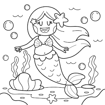 Page coloring pages little mermaid vectors illustrations for free download