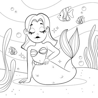Page coloring pages little mermaid vectors illustrations for free download