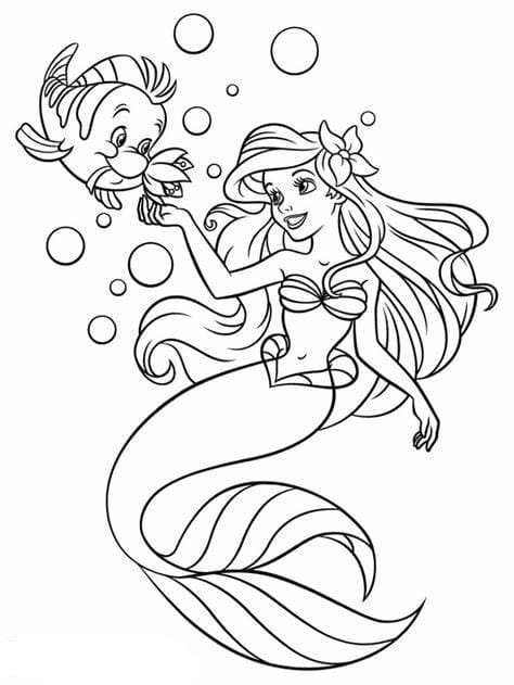 Print the little mermaid image coloring page