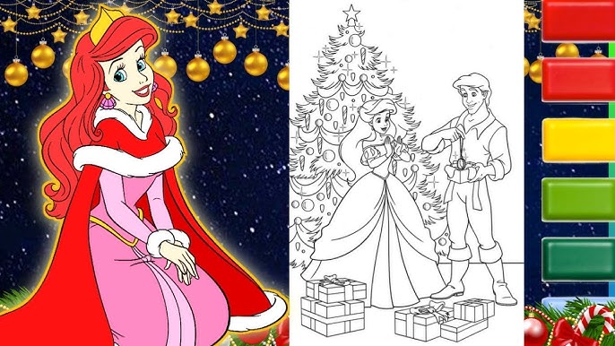 The little mermaid coloring video disney princess ariel prince eric coloring page