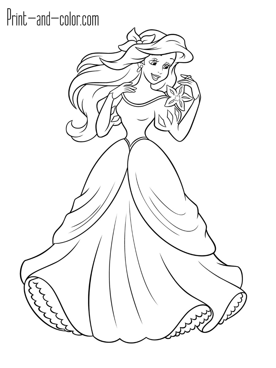 The little mermaid coloring pages print and color