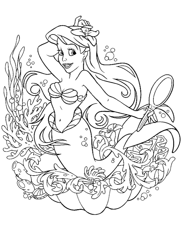 Print little mermaid coloring page