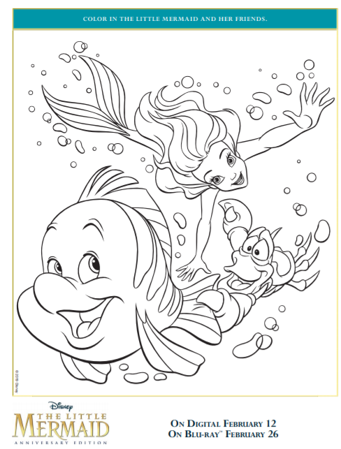 The little mermaid coloring pages and activity sheets