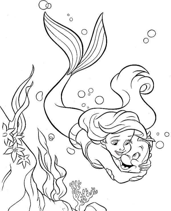 Ariel mermaid coloring sheet to print