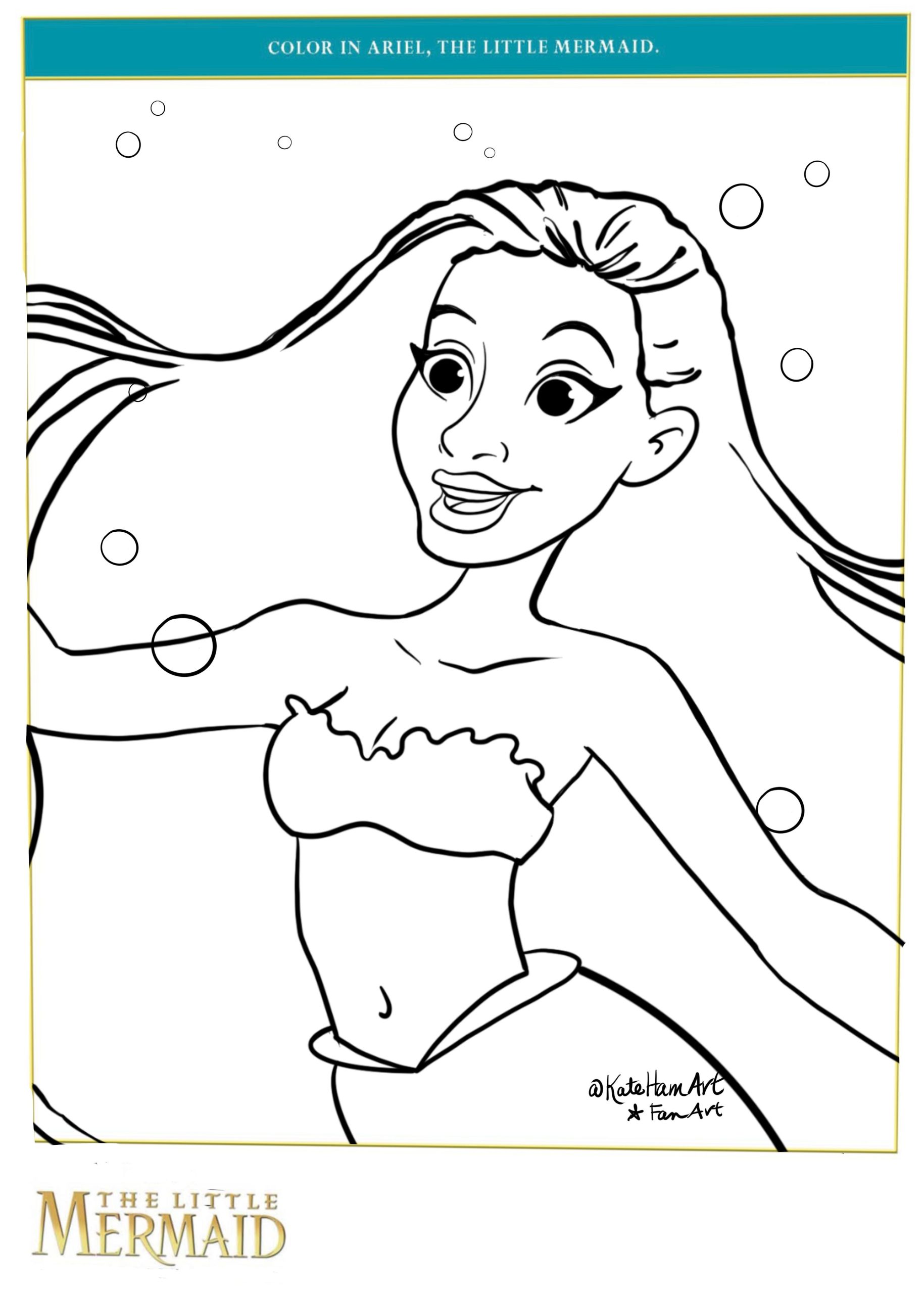 The little mermaid coloring pages halle bailey