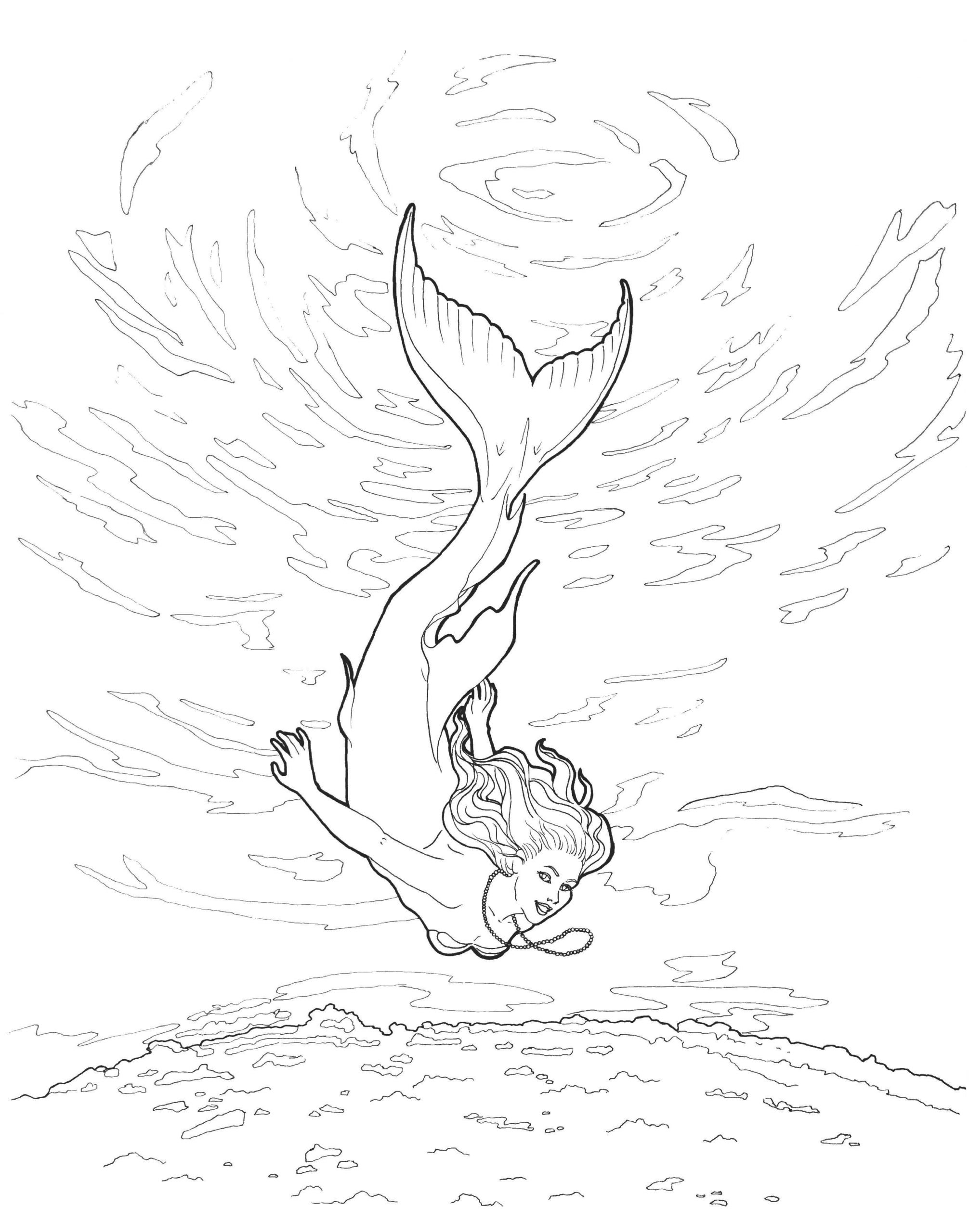 Mermaid dive coloring page â norma sue oneil