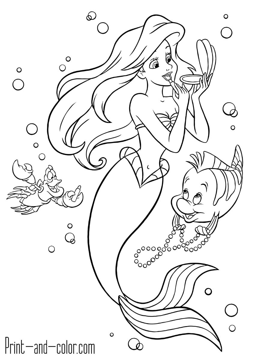 The little mermaid coloring pages print and color