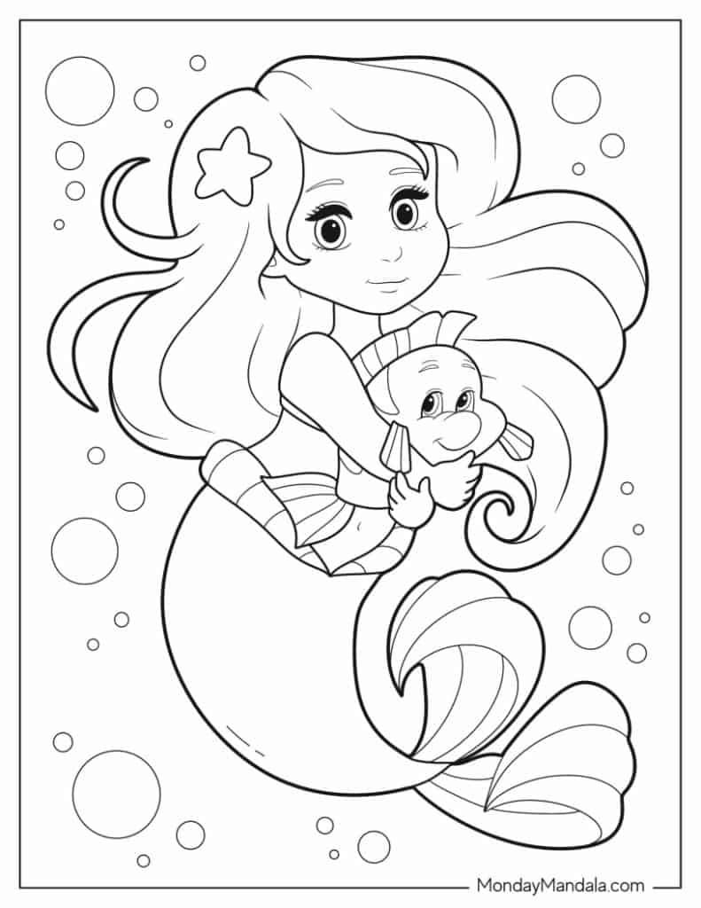 Mermaid coloring pages free pdf printables