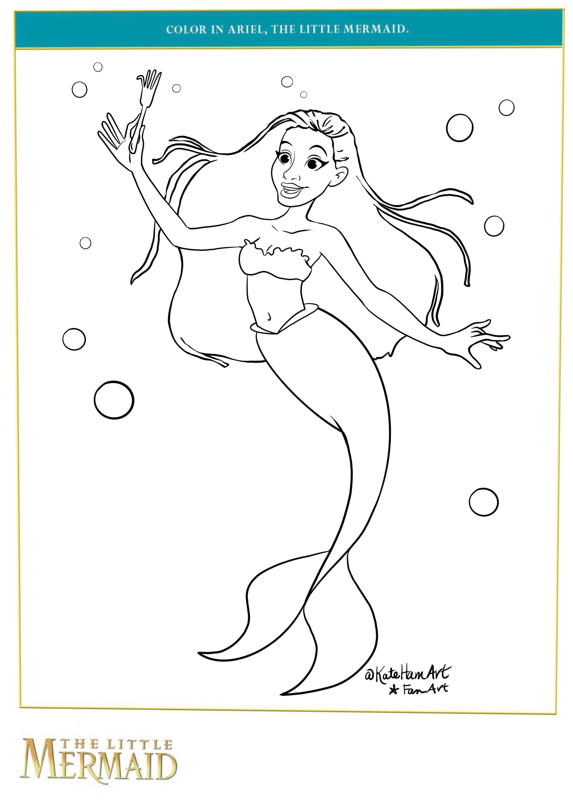 The little mermaid coloring pages halle bailey