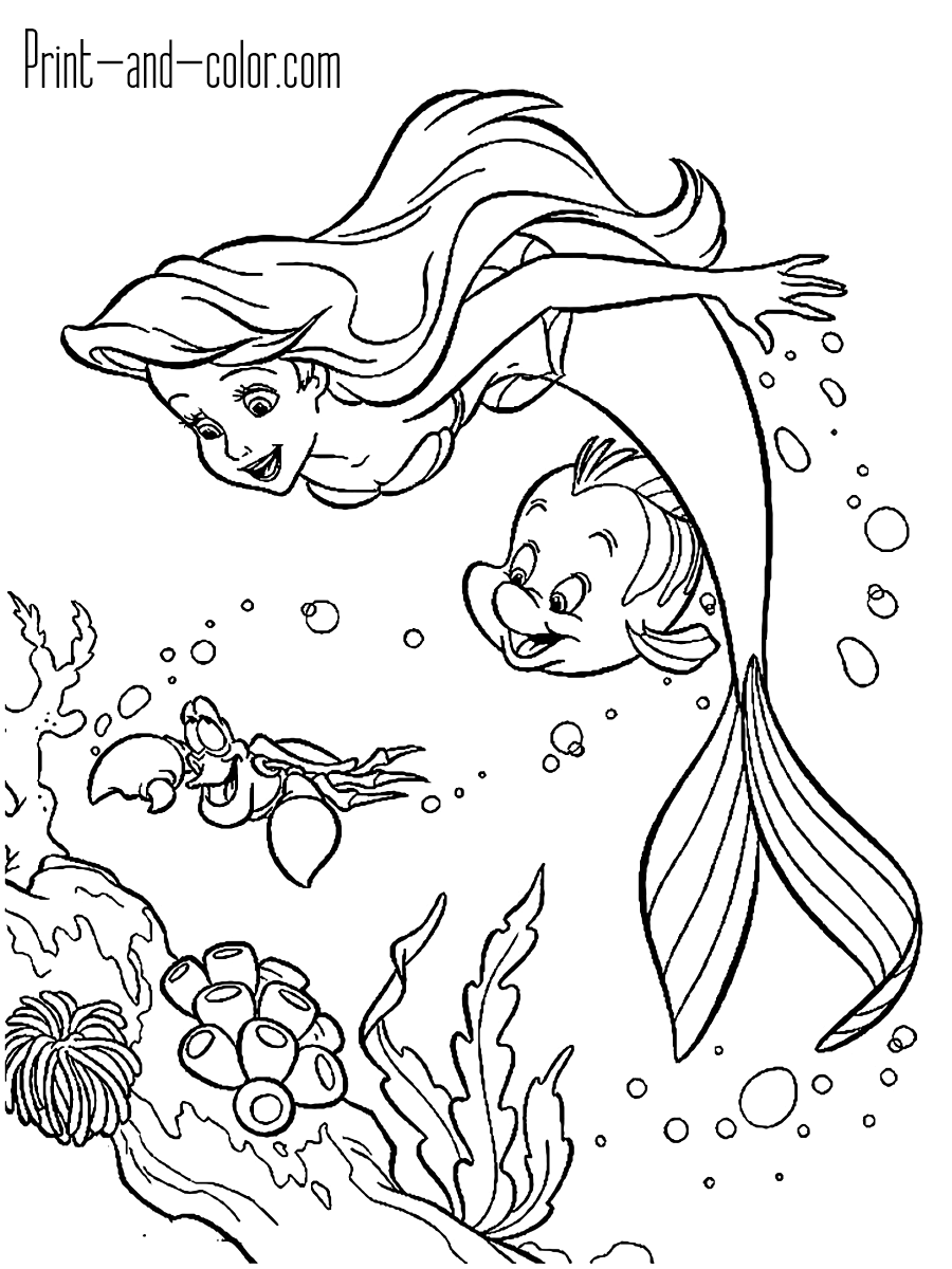 The little mermaid coloring pages print and color