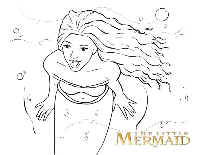 The little mermaid coloring pages halle bailey