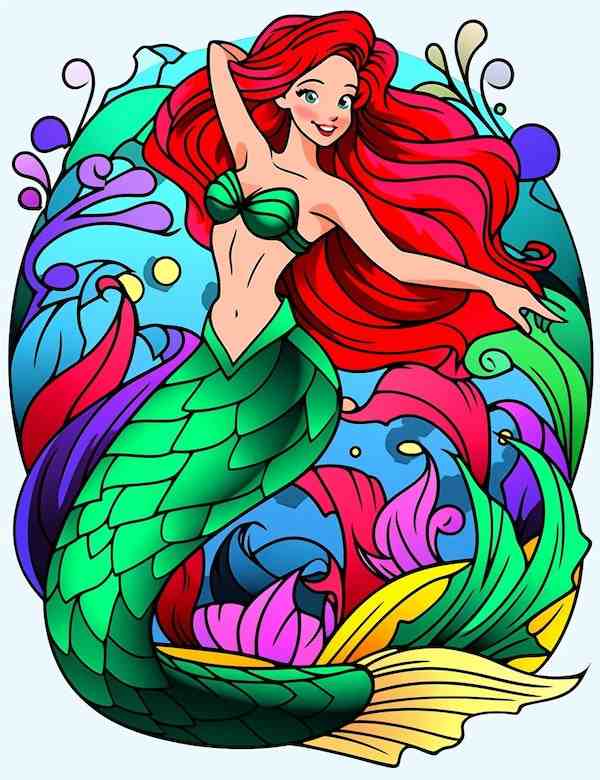 Mermaid coloring pages for kids and adults