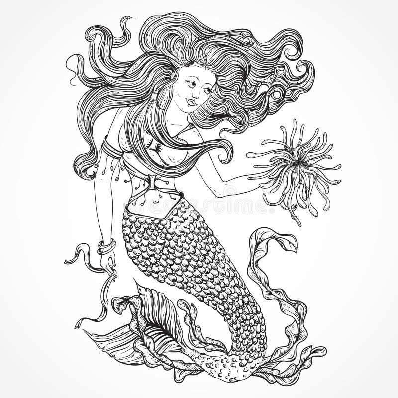 Tattoo art mermaid stock illustrations â tattoo art mermaid stock illustrations vectors clipart