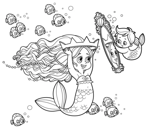 Mermaid coloring page vector images