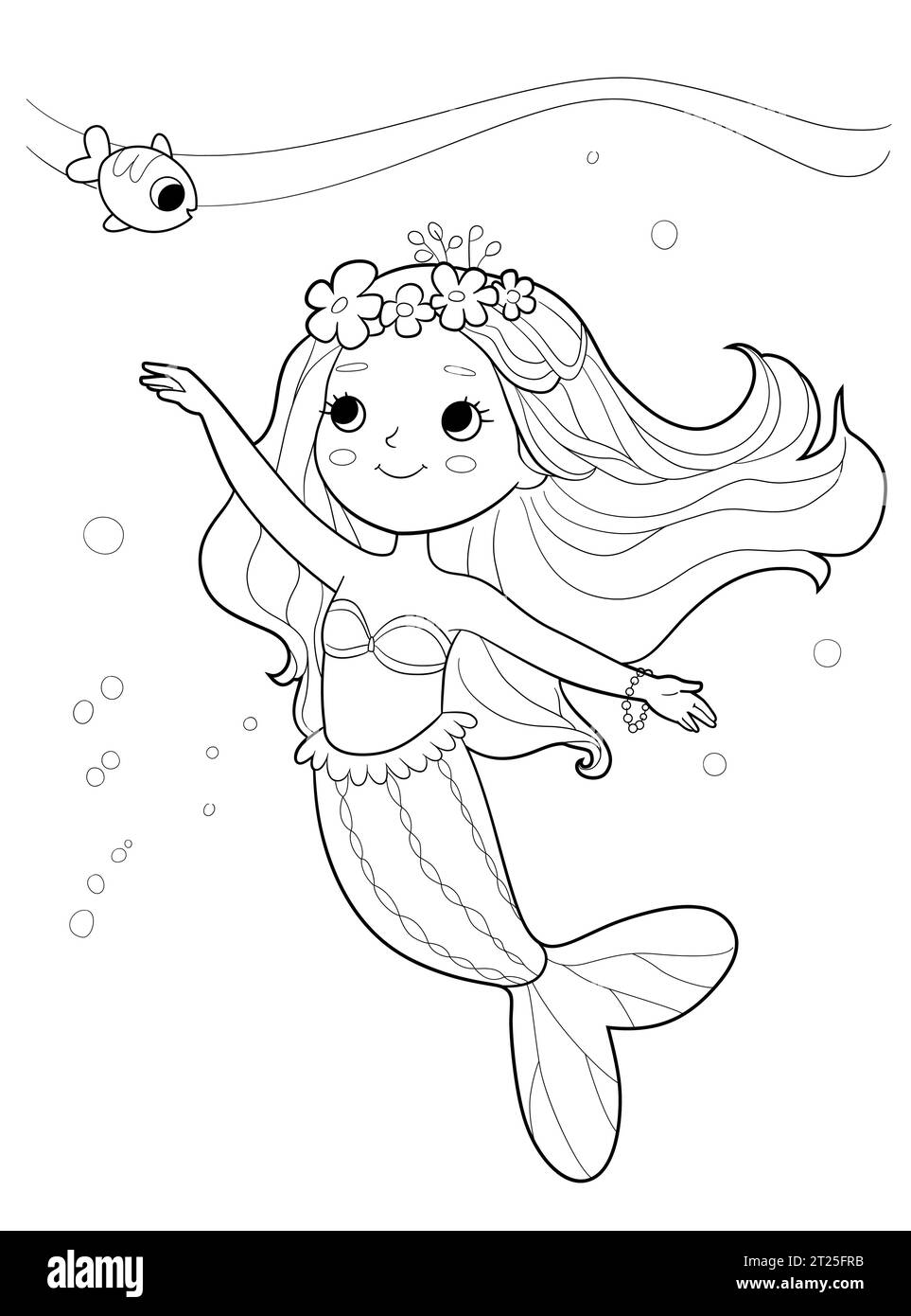 Mermaid illustration black and white stock photos images