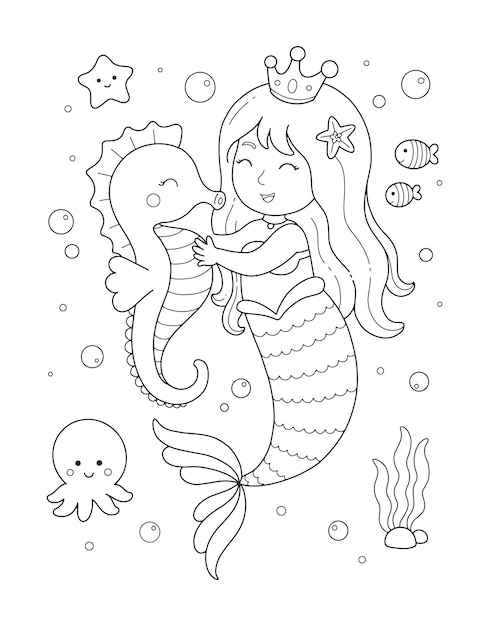 Mermaid black white images