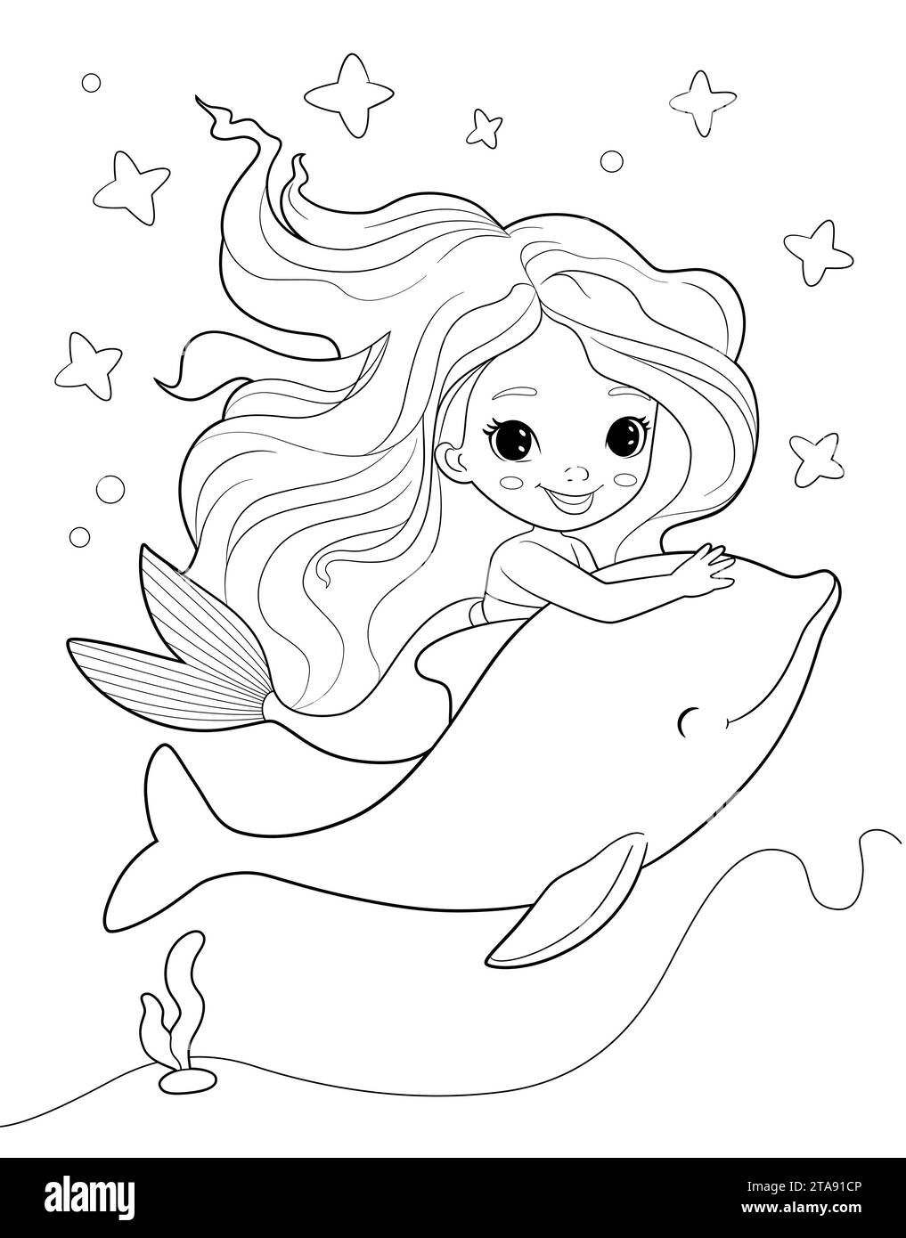 Mermaid illustration black and white stock photos images