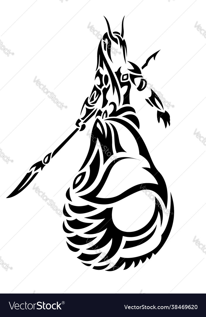 Tribal tattoo art with stylized black mermaid vector image