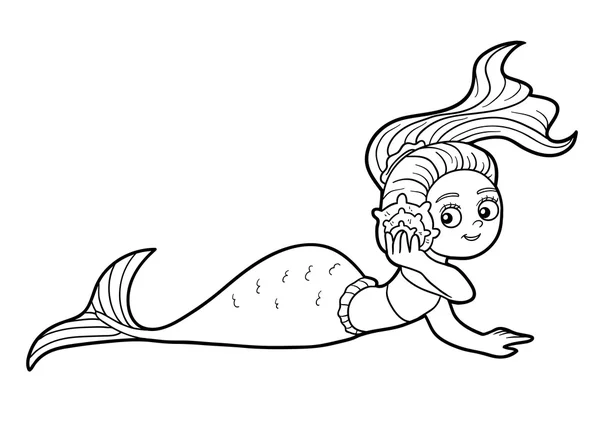 Mermaid coloring page vector images