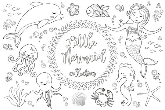 Mermaid colouring in images â browse photos vectors and video