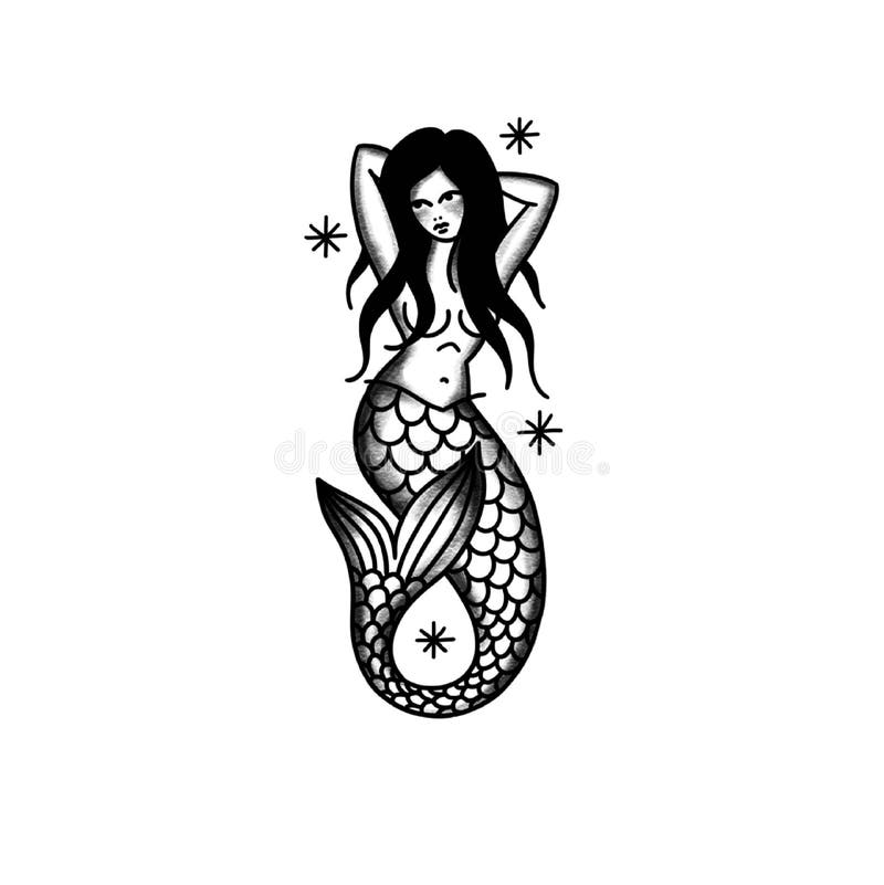 Mermaid tattoo stock illustrations â mermaid tattoo stock illustrations vectors clipart