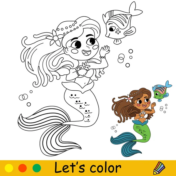 Mermaid coloring page vector images