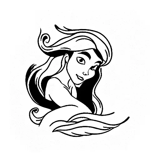 Minimalist outline of ariel from the little mermd tattoo idea