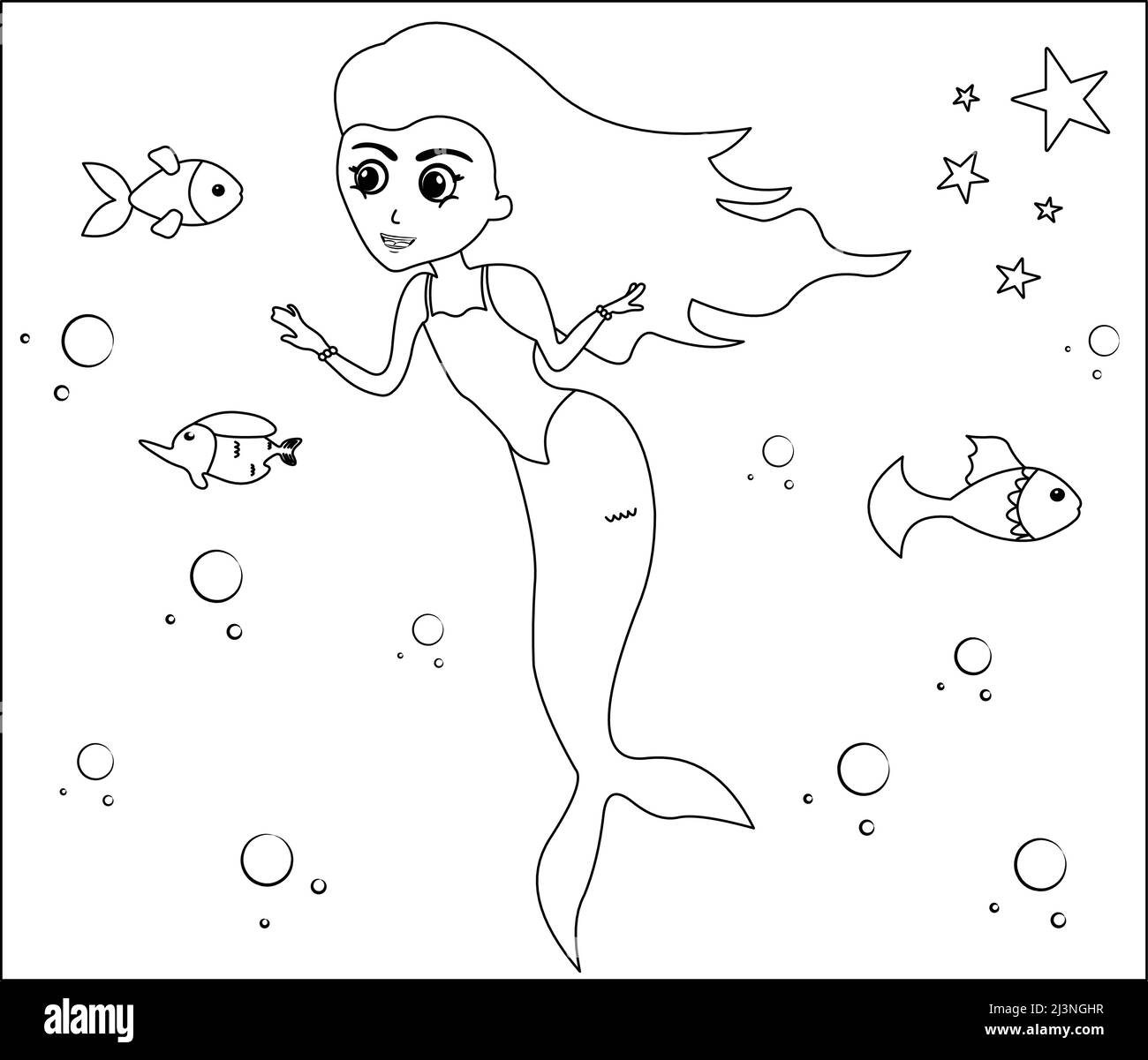 Mermaid illustration black and white stock photos images