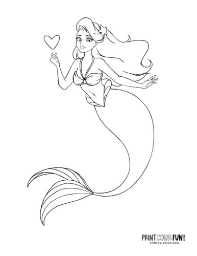 Mermaid coloring pages clipart images free fantasy printables