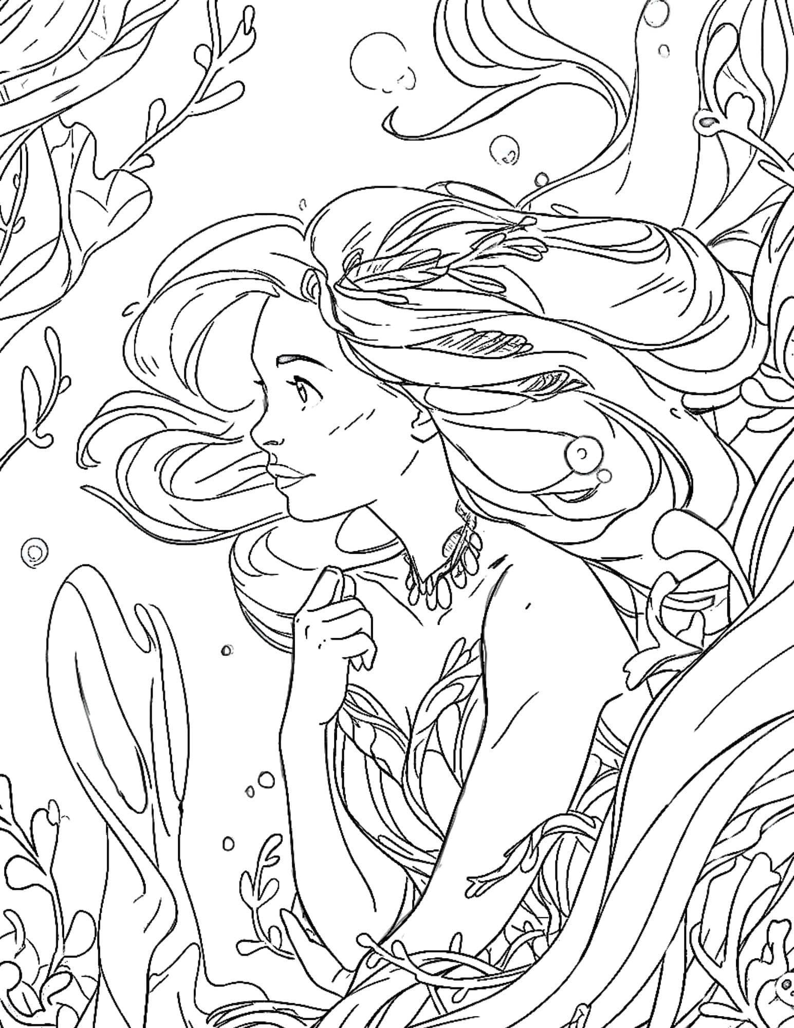 Mermaid coloring pages for kids and adults