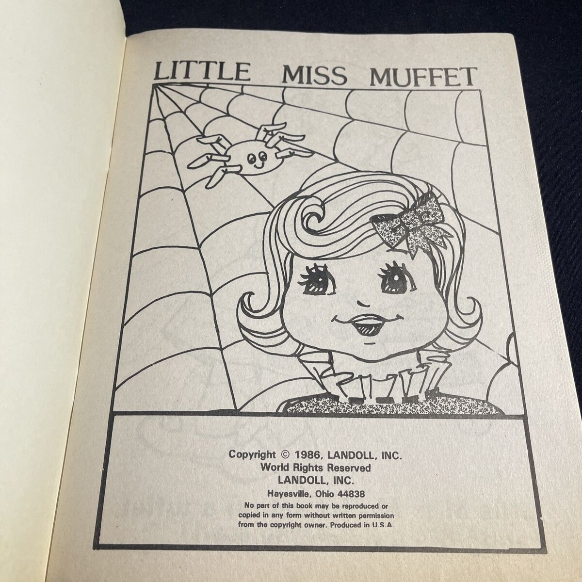 Vtg little miss muffet coloring book activity booklet nursery rhyme landoll